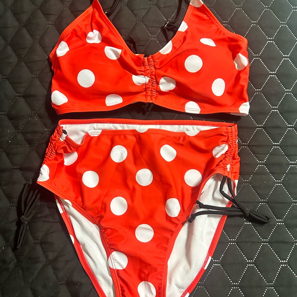 Red Polka Dot Bikini Swim Set